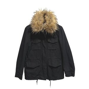 H&M Utility Parka Jacket Faux Fur Quilted Size 2
